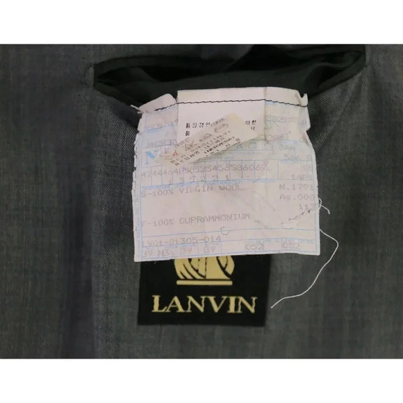 Lanvin by Nervesa Gray/Navy Woven 3-Btn Half Lined Wool Sportcoat Blazer 42R - Picture 9 of 10